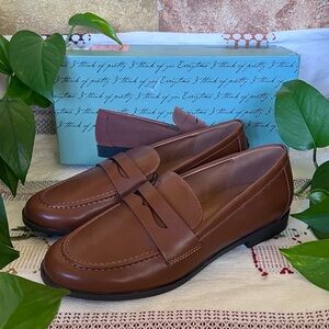 NEW Kensie Women’s Brown Cognac Slip-On Gitty Penny Loafers New In Box Size 8.5M